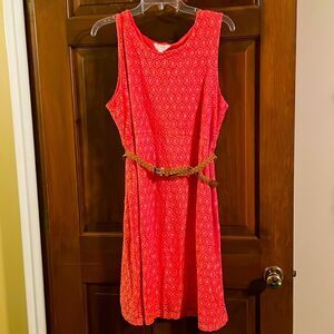 Ma Cherie Maternity XL coral lace overlay Maternity dress with removable belt
